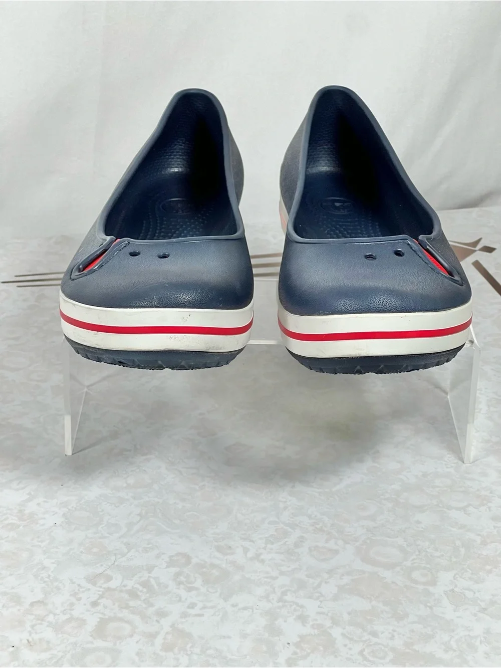 Crocs Crocband Navy Blue White Red Ballet Flats Footwear Women’s Size 9 W